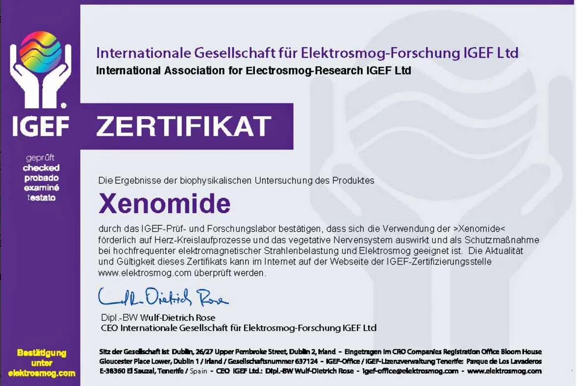 Xenomide certificaat IGEF 1